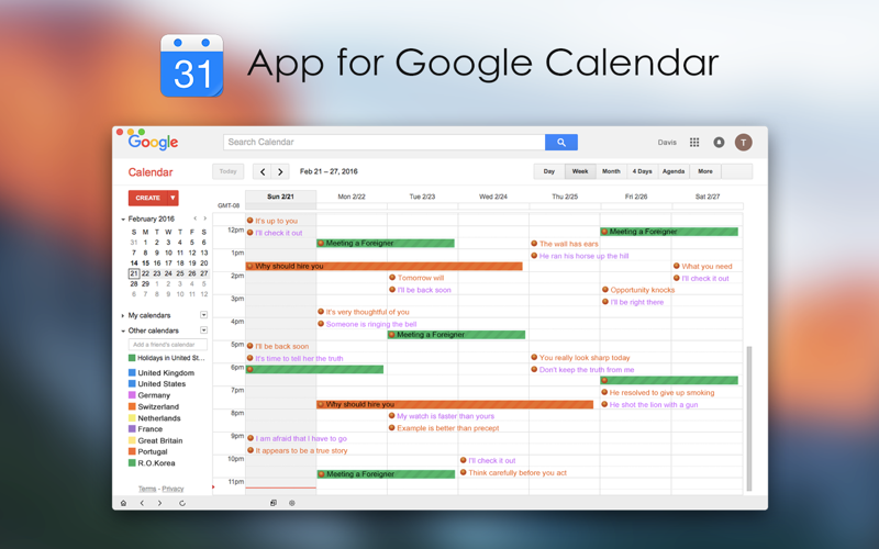 google calendar app mac os